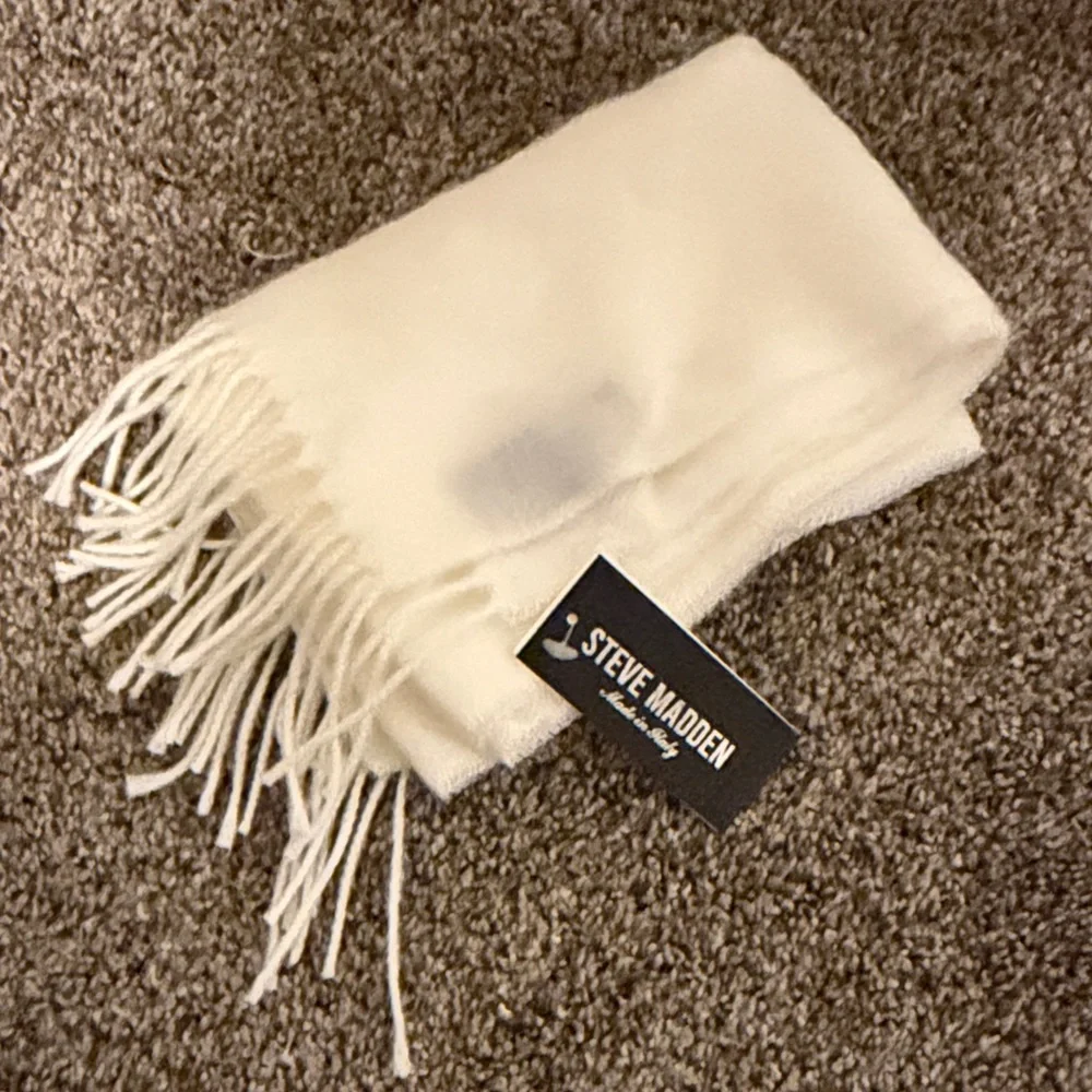 Steve Madden White Fringe Scarf
